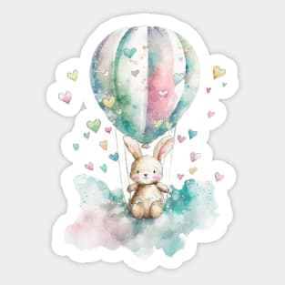 Rabbit and hot air balloon Sticker